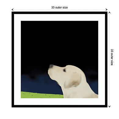 Yellow Dog Profile By Marjorie Weiss Wood Framed Wall Art Print