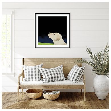 Yellow Dog Profile By Marjorie Weiss Wood Framed Wall Art Print