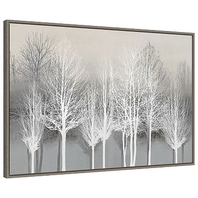Trees On Gray By Kate Bennett Framed Canvas Wall Art Print