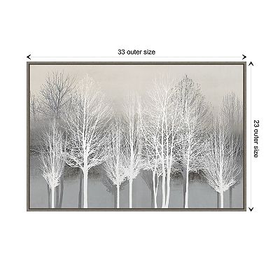 Trees On Gray By Kate Bennett Framed Canvas Wall Art Print