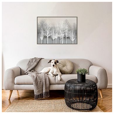 Trees On Gray By Kate Bennett Framed Canvas Wall Art Print