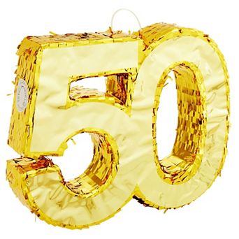 Small Gold Foil Number 30 Pinata For Birthday Party Decorations, 16.5 X 13 X 3"