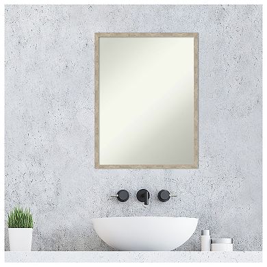 Imprint Pewter Non-beveled Wood Bathroom Wall Mirror