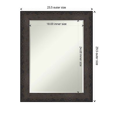Dappled Petite-bevel Wood Bathroom Wall Mirror