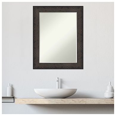 Dappled Petite-bevel Wood Bathroom Wall Mirror