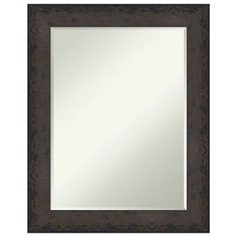 Dappled Petite-bevel Wood Bathroom Wall Mirror