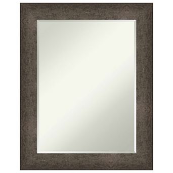 Dappled Petite-bevel Wood Bathroom Wall Mirror