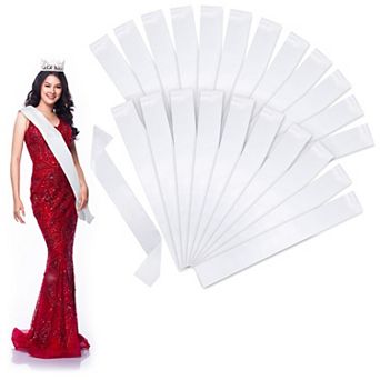 24 Pack White Satin Sashes For Pageants, Bachelorette Party, Prom, 4 X 33 in