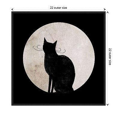 Mystic Moon I Cat By Victoria Borges Framed Canvas Wall Art Print - 22 X 22