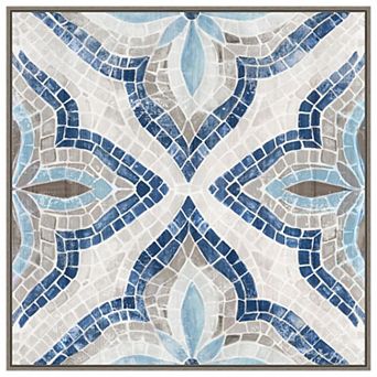 Blue Moroccan Tile By Eva Watts Framed Canvas Wall Art Print