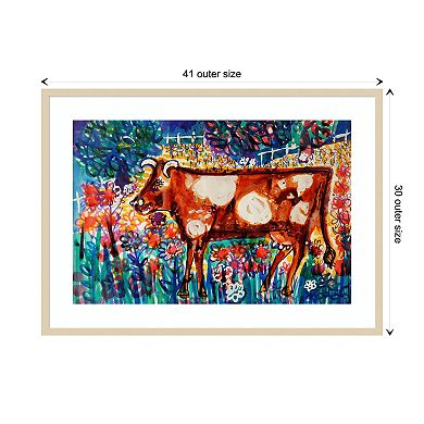 Cow By Brenda Brin Booker Wood Framed Wall Art Print
