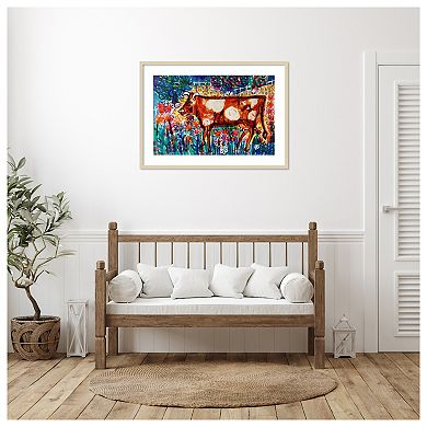 Cow By Brenda Brin Booker Wood Framed Wall Art Print