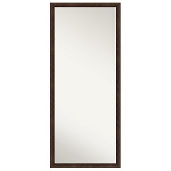 Warm Walnut Narrow Wood Non Beveled Full Length Floor Leaner Mirror