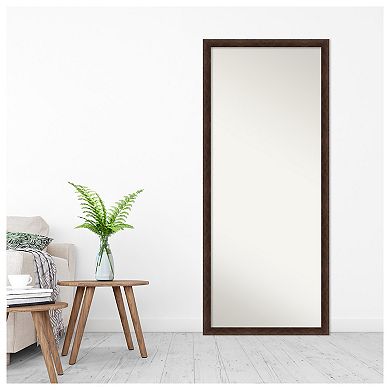 Warm Walnut Narrow Wood Non Beveled Full Length Floor Leaner Mirror