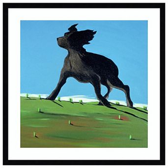 Amazing Black Dog By Marjorie Weiss Wood Framed Wall Art Print