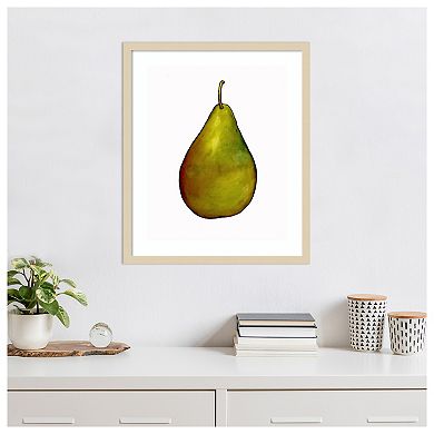 Pear By Sarah Thompsonengels Wood Framed Wall Art Print