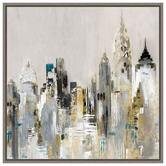 Golden Cityscape By Valerie Mravyan Framed Canvas Wall Art Print