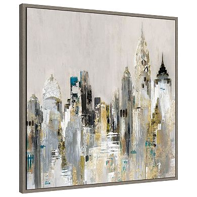 Golden Cityscape By Valerie Mravyan Framed Canvas Wall Art Print