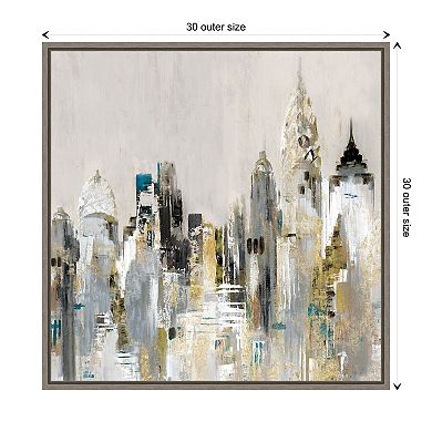 Golden Cityscape By Valerie Mravyan Framed Canvas Wall Art Print