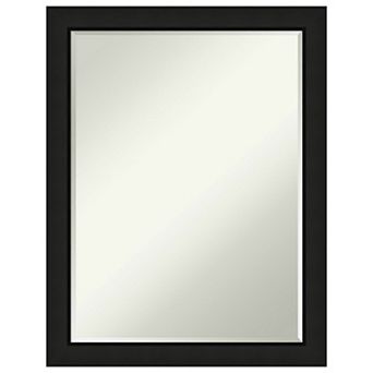 Midnight Black Narrow Petite Bevel Wood Bathroom Wall Mirror - Glass Size 18 X 24