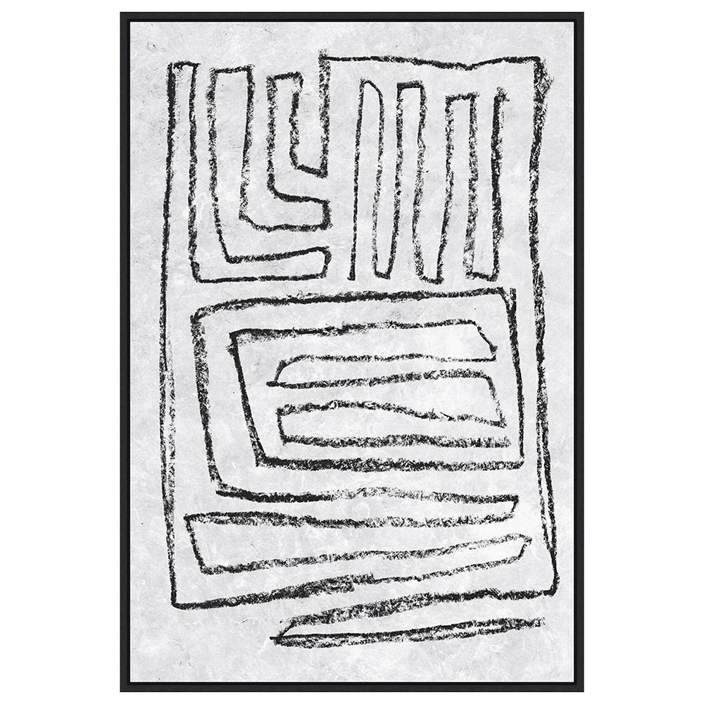 Black And White Runes Ii By Jennifer Goldberger Framed Canvas Wall Art ...