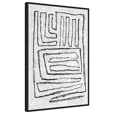 Black And White Runes Ii By Jennifer Goldberger Framed Canvas Wall Art Print