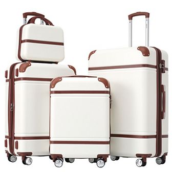 Merax 4 pc Hardshell Luggage Set and Cosmetic Case Spinner Suitcase with TSA Lock