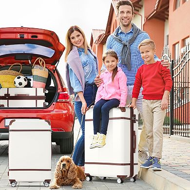 Merax 4-piece Hardshell Luggage Set and Cosmetic Case Spinner Suitcase with TSA Lock