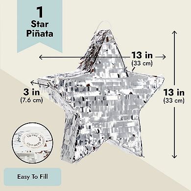 Small Silver Foil Star Pinata For Birthday Party Decorations, 13 X 13 X ...