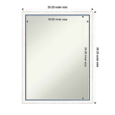 Morgan White Blue Non-beveled Wood Bathroom Wall Mirror