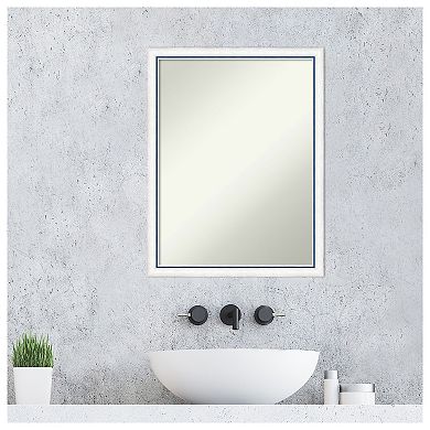 Morgan White Blue Non-beveled Wood Bathroom Wall Mirror