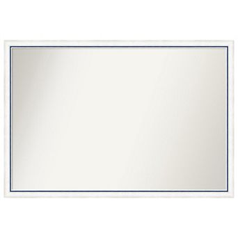 Morgan White Blue Non-beveled Wood Bathroom Wall Mirror