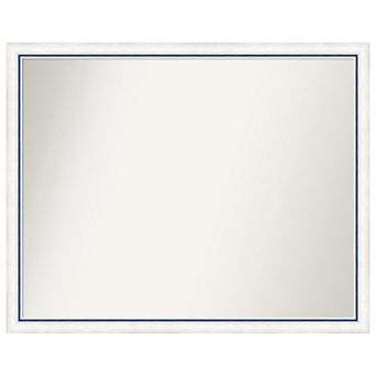 Morgan White Blue Non-beveled Wood Bathroom Wall Mirror