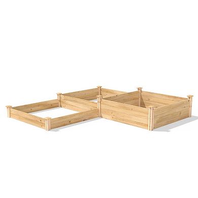 Modular Cedar Garden Bed with Interlocking Boards and Decorative Tops, Natural, 4 ft x 12 ft