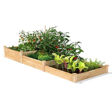Modular Cedar Garden Bed with Interlocking Boards and Decorative Tops, Natural, 4 ft x 12 ft