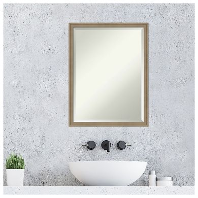 Florence Light Brown Beveled Framed Bathroom Wall Mirror