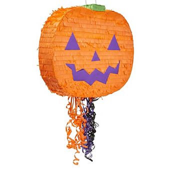 Halloween Pumpkin Pinata For Party Decorations, Pull Strings, Small 17x13x3 In