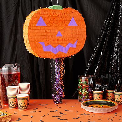 Halloween Pumpkin Pinata For Party Decorations, Pull Strings, Small 17x13x3 In