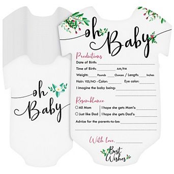 50 Pack Baby Shower Prediction And Advice Cards Party Game, Floral, 5 X 7 in