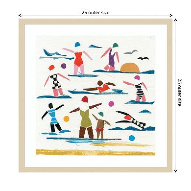 Seaside Frolics By Jenny Frean Wood Framed Wall Art Print
