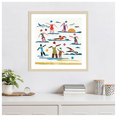 Seaside Frolics By Jenny Frean Wood Framed Wall Art Print