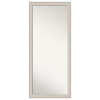 Cottage White Silver Wood Non Beveled Full Length Floor Leaner Mirror