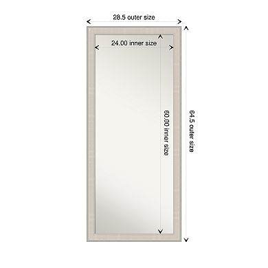 Cottage White Silver Wood Non Beveled Full Length Floor Leaner Mirror