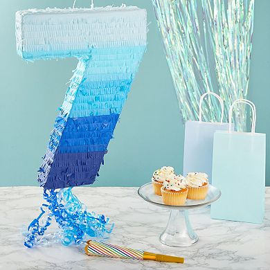 Number 7 Pull String Pinata For 7th Birthday Party Decorations 16.5 X 11.35"