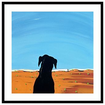 Black Dog In Chestertown By Marjorie Weiss Wood Framed Wall Art Print
