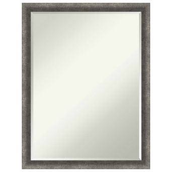 Burnished Concrete Narrow Petite Bevel Wood Bathroom Wall Mirror - Glass Size 18 X 24