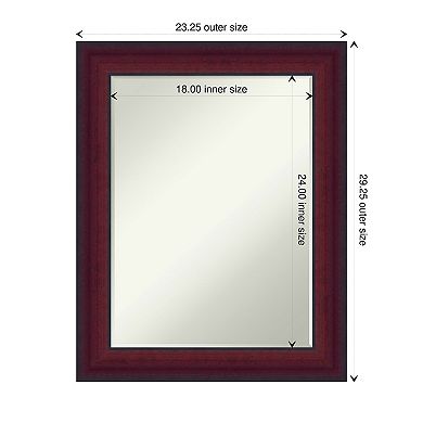 Canterbury Cherry Petite Bevel Wood Bathroom Wall Mirror - Glass Size 18 X 24