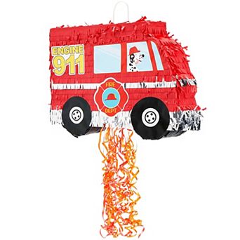 Small Pull String Fire Truck Pinata For Party Decorations, 16 X 12.3 X 3 in