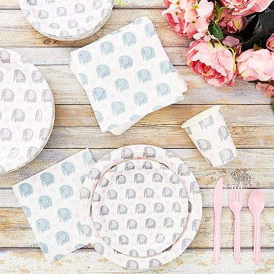 24x Elephant Baby Shower Decorations For Boy Plates And Tableware Party Supplies