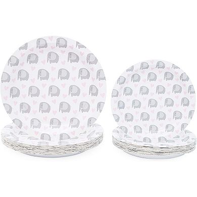 24x Elephant Baby Shower Decorations For Boy Plates And Tableware Party Supplies